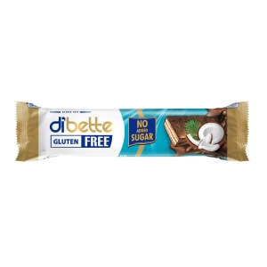 Napolitana glazurata, cu cocos cu Eritritol si Stevia (fara zahar, fara gluten) 26g - Dibette - Img 1