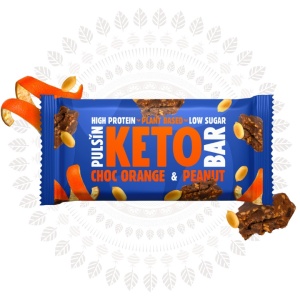 Baton keto Orange Choc & Arahide (fara zahar, fara gluten, lowcarb) 50g - Pulsin