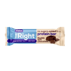 Baton proteic 26% cu strat dublu de ciocolata cu lapte, cu Stevia fara zahar 60g - The Right