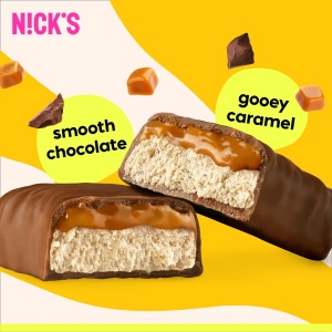 Baton Proteic Caramel Chocolate cu Stevia (fara zahar) 50g - Nick's - Img 2