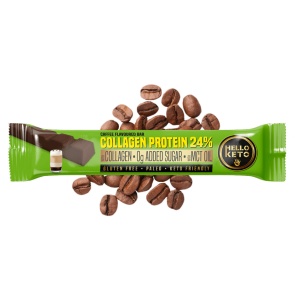 Baton proteic cu colagen, cu aroma de cafea (fara zahar, fara gluten, keto, paleo) 40g - Hello Keto