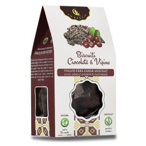 Biscuiti vegani cu ciocolata si visine (fara zahar) 130g - Ambrozia