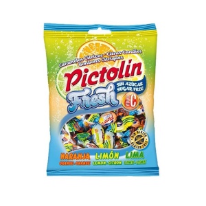 Bomboane dietetice Fresh cu gust de fructe cu Vit C (fara zahar, fara gluten) 65g - Pictolin - Img 1