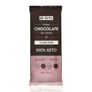Ciocolata keto NEAGRA 70% cu ulei MCT (fara zahar, lowcarb, vegan) 80g - BE KETO