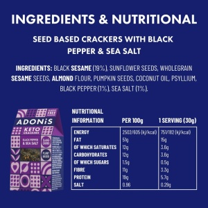 Crakers Bio cu piper negru si sare de mare (fara zahar, keto, lowcarb), 60g – Adonis - Img 7