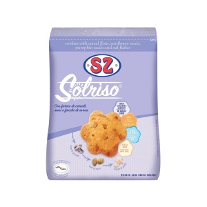 Fursecuri SOLRISO imbogatite cu seminte (dovleac, floarea soarelui) si fulgi de ovaz 200g - Senza Zucchero
