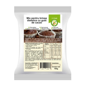 Mix pentru briose dietetice cu gust de cacao (fara zahar, fara carbohidrati, fara gluten) 150g - NoCarb