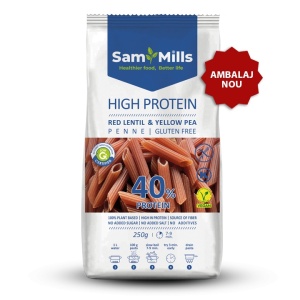 Penne High Protein din linte rosie si mazare galbena (fara gluten) 250g - SamMills