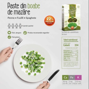 Penne proteice din mazare verde (fara gluten) 250g - SamMills - Img 2