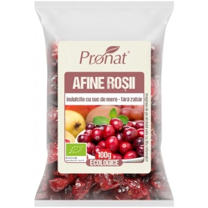 Afine rosii BIO indulcite cu suc de mere, 100g Pronat