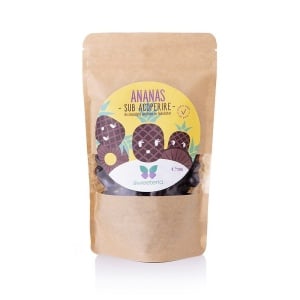 Ananas bucati invelit in ciocolata neagra fara zahar, cu Stevia 250g - Sweeteria
