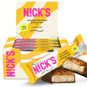 Baton Proteic Caramel Chocolate cu Stevia (fara zahar) 50g - Nick's - Img 3