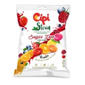 Bomboane fructe cu Stevia (fara zahar, fara gluten) 75g - Cipi