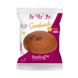 Chifla bogata in fibre cu CACAO (fara zahar, low carb, keto, proteica) 40g - FeelingOK