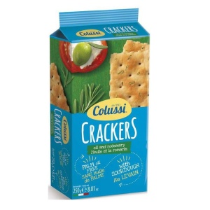 Crackers cu ulei de masline si rozmarin (fara zahar, fara ulei de palmier, cu maia) 250g - Colussi