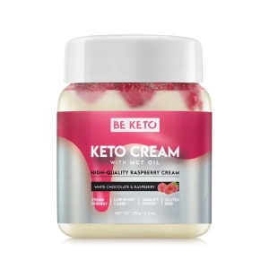 Crema tartinabila KETO Ciocolata Alba si Zmeura + MCT (fara zahar) 250g - BE KETO