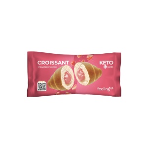 Croissant proteic cu crema de CAPSUNI (Low-Carb, proteic , keto, fara zahar, fara soia) 50g - FeelingOK