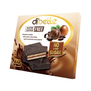Napolitane glazurate cu alune (fara zahar, fara lactoza, fara gluten) 96g - Dibette