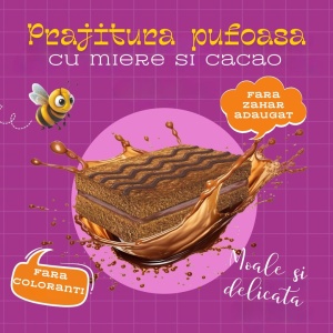 Prajitura cu crema de cacao cu miere (fara zahar adaugat) 250gr (10 buc x 25g) - Buon Bee. The Bee Bros - Img 3