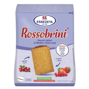 Biscuiti cu umplutura de fructe de padure ROSSOBRINI (fara zahar, lactoza, oua, ulei de palmier) 250g - Senza Zucchero