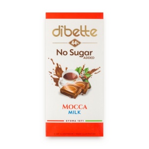 Ciocolata cu lapte cu crema de cafea (Mocca) si Eritritol 80g - Dibette - Img 1