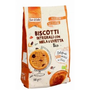 ECO Biscuiti integrali cu mere si stafide, indulciti cu suc de mere, Fior di Loto 300g
