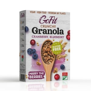 Granola crocanta cu Merisoare si Afine (fara gluten, vegan) 250g - Avena GoFit