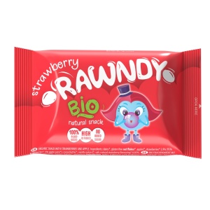 Gustare BIO cu Capsuni si Mere (fara zahar, fara gluten, vegana) 26g - RAWNDY