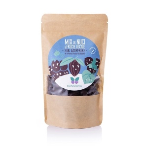 Mix de nuci si fructe uscate invelite in ciocolata neagra fara zahar, cu Stevia 250g - Sweeteria