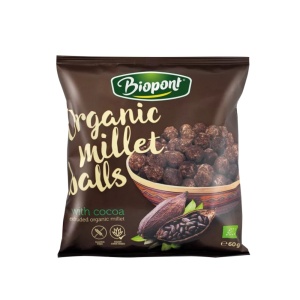 Pufuleti din mei ECO cu Cacao (fara zahar, fara gluten) 60g - Biopont