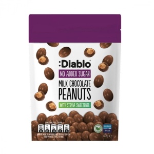 Arahide invelite in ciocolata cu lapte cu Stevia (fara zahar) 40g - DIABLO