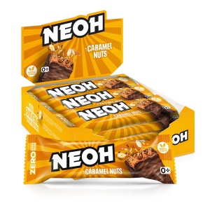Baton cu migdale si caramel, invelit cu cacao CARAMEL NUTS (fara zahar, vegan) 28g - NEOH - Img 2