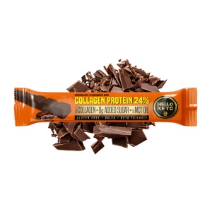 Baton proteic de ciocolata cu colagen (fara zahar, fara gluten, keto, paleo) 40g - Hello Keto