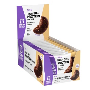 Biscuite proteic cu aroma Cookies & Cream 60g - Born Winner SLIM - Img 3