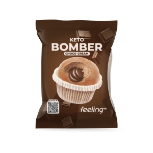 Briosa BOMBER cu crema de CIOCOLATA (Low-Carb, proteica, fara zahar, Keto friendly) 50g - FeelingOK