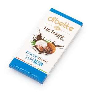 Ciocolata neagra cu crema de cocos cu Stevia (fara zahar, fara lactoza) 80g - Dibette - Img 2