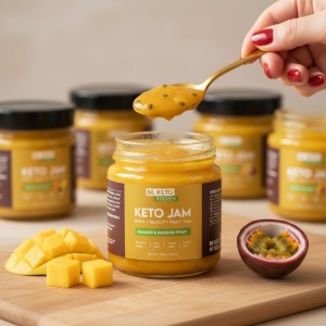 Gem keto cu MANGO si FRUCTUL PASIUNII (fara zahar, fara gluten, cu Stevia) 200g - BE KETO - Img 2
