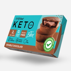 KetoCups Dublu Ciocolata (fara zahar, fara gluten, keto) 40g - FitFast