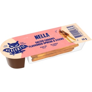 Sticksuri si crema de ciocolata cu CARAMEL SARAT cu Stevia (fara zahar, fara ulei de palmier) 29g - HEALTHYco