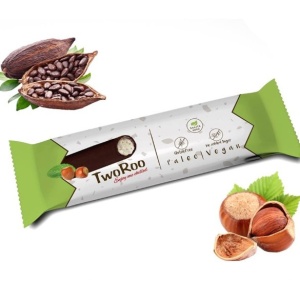 Baton invelit in ciocolata neagra cu umplutura din alune (fara zahar, gluten, paleo, vegan) 30g - TwoRoo