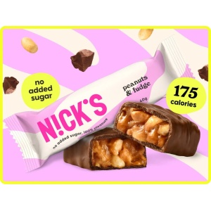 Baton Peanuts & Fudge cu Stevia (fara zahar) 40g - Nick's - Img 2