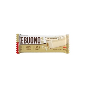 Biscuit keto cu glazura de CIOCOLATA ALBA Kebuono (fara zahar, proteic, lowcarb) 50g - Pro Nutrition
