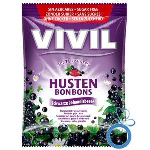 Bomboane Coacaze negre cu vitamina C (fara zahar) 60g - VIVIL