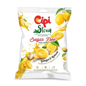 Bomboane cu ghimbir si lamaie cu Stevia (fara zahar, fara gluten) 75g - Cipi