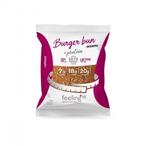 Chifla pentru Burger cu susan (Low Carb, Keto friendly, proteica, fara zahar, fara lactoza) 80g - FeelingOK