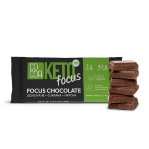 Ciocolata ECO FOCUS guarana & matcha (fara zahar, keto, vegan) 40g - COCOA KETO