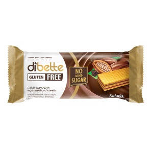 Napolitane cu cacao cu Eritritol si Stevia (fara zahar, fara gluten) 40g - Dibette - Img 1