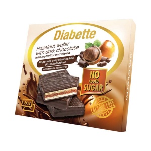 Napolitane glazurate, cu alune, Eritritol si Stevia (fara zahar, fara lactoza) 96g - Dibette - Img 1