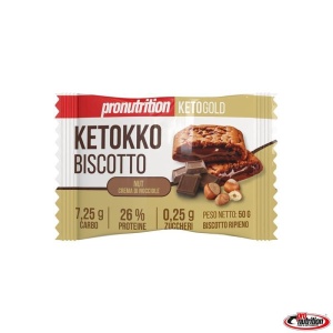 Biscuit fraged keto umplut cu crema de ALUNE DE PADURE, Ketokko Biscotto (fara zahar, proteic, lowcarb) 50g - Pro Nutrition