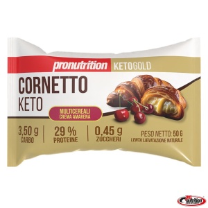 Croissant KETO multicereale cu Crema de Vanilie si VISINE (fara zahar, proteic, lowcarb) 50g - Pro Nutrition